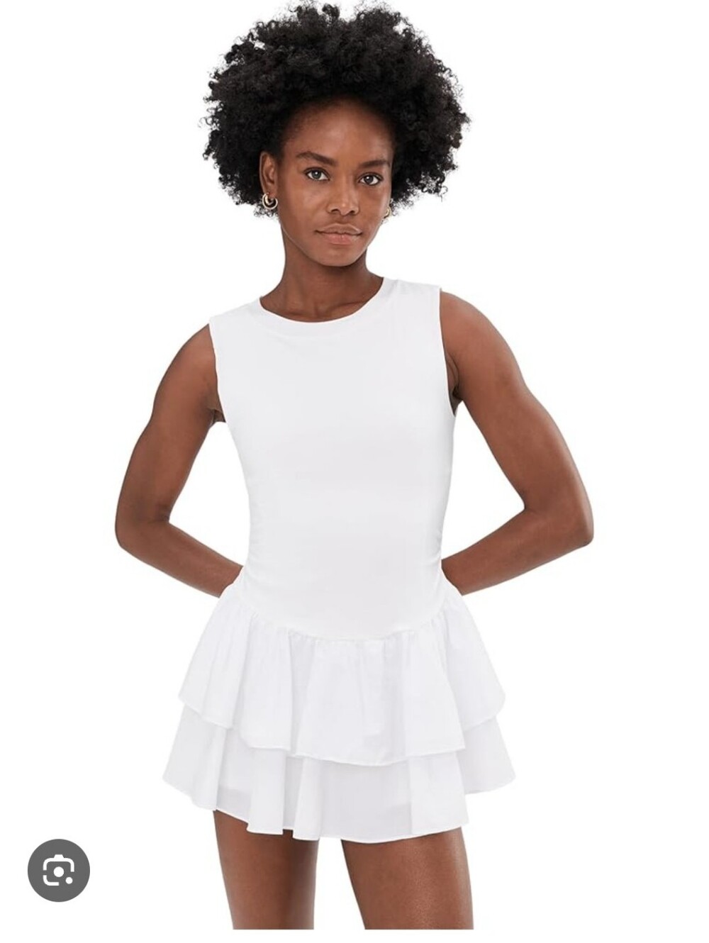 Free People White Sleeveless Tiered Ruffle Mini Skort Dress